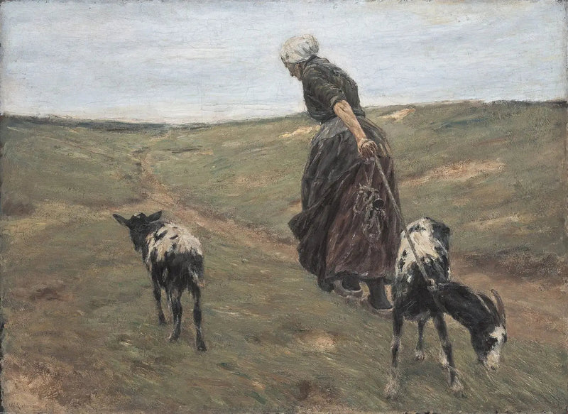 Kvinde med geder i klitterne - Max Liebermann