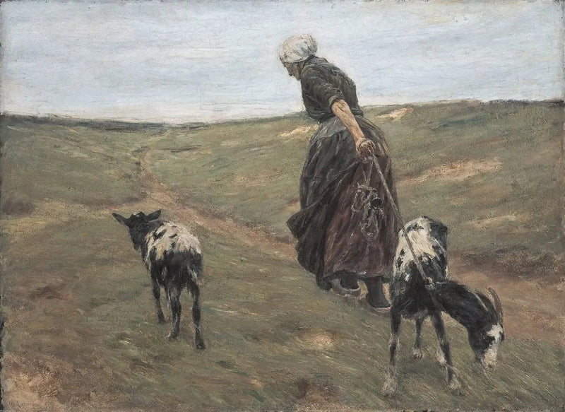 Kvinde med geder i klitterne - Max Liebermann