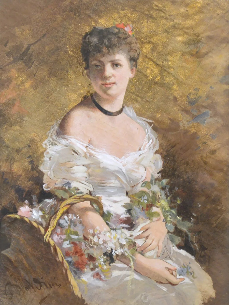 Kvinde med blomster - Giovanni Boldini