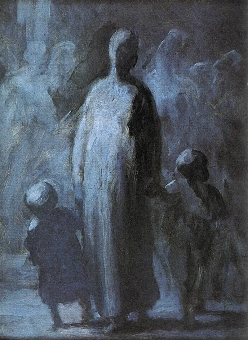 Kvinde med to børn - Honoré Daumier