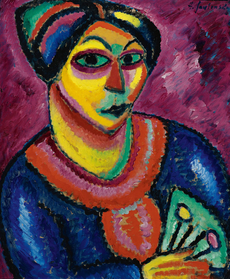 Kvinde med en grøn fan - Alexej von Jawlensky
