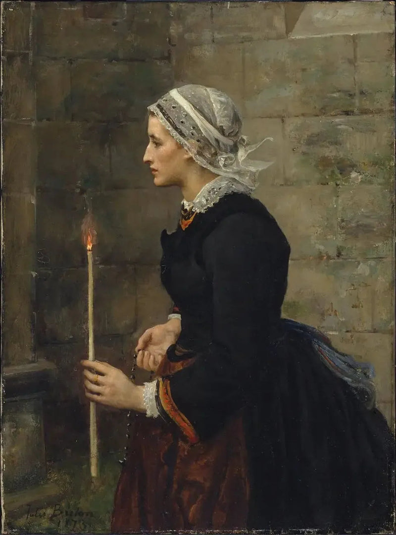 Kvinde med et fint stearinlys - Jules Breton