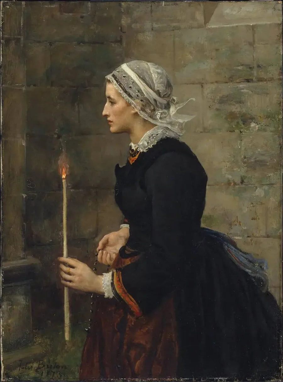 Kvinde med et fint stearinlys - Jules Breton