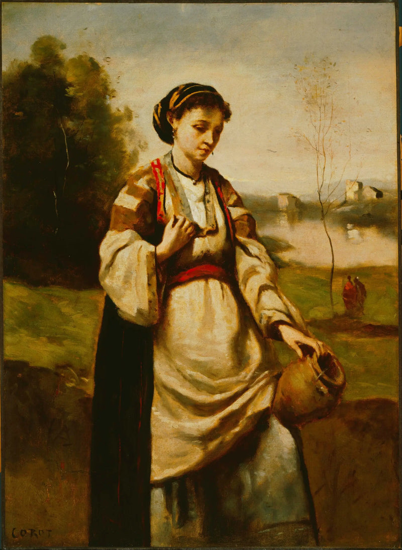 Kvinde med en vandkrukke - Jean-Baptiste Camille Corot