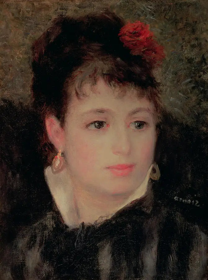 Kvinde med en rose i håret - Pierre-Auguste Renoir