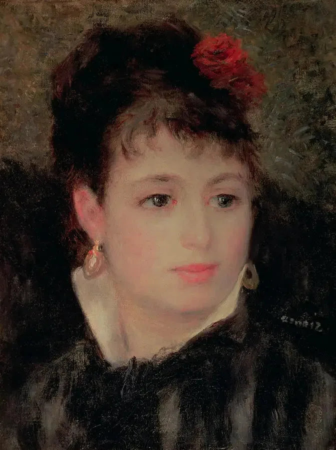 Kvinde med en rose i håret - Pierre-Auguste Renoir