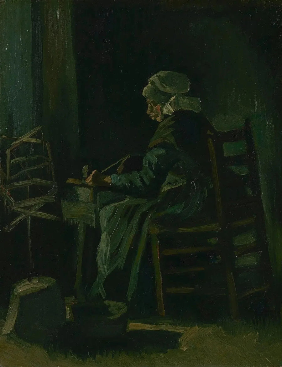 Kvinde, der spinder tråd - Vincent van Gogh