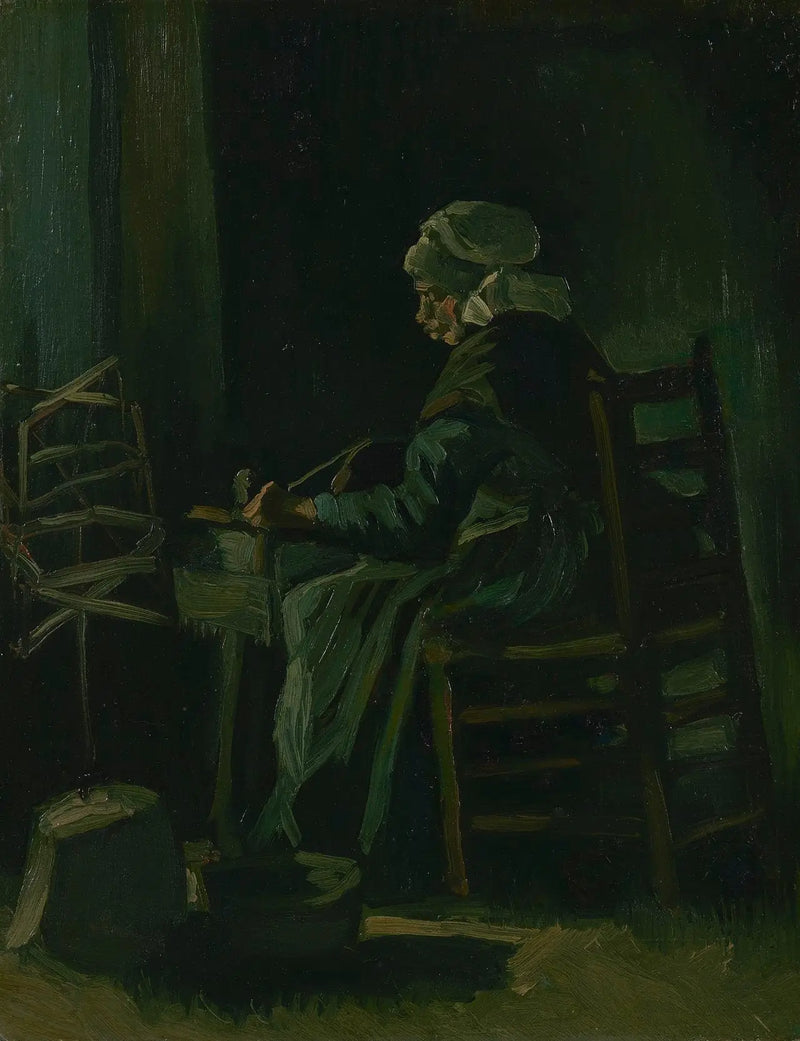 Kvinde, der spinder tråd - Vincent van Gogh
