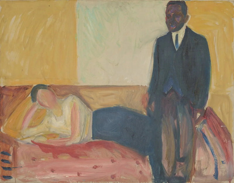 Liggede kvinde og stående afrikaner - Edvard Munch