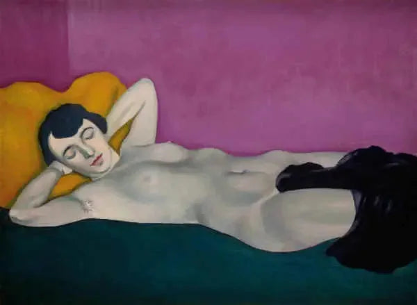 Kvinde liggende på lilla baggrund - Félix Vallotton