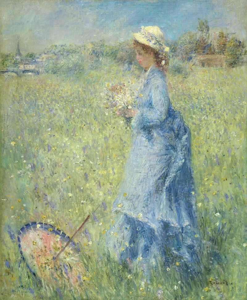Kvinde, der plukker blomster - Pierre-Auguste Renoir
