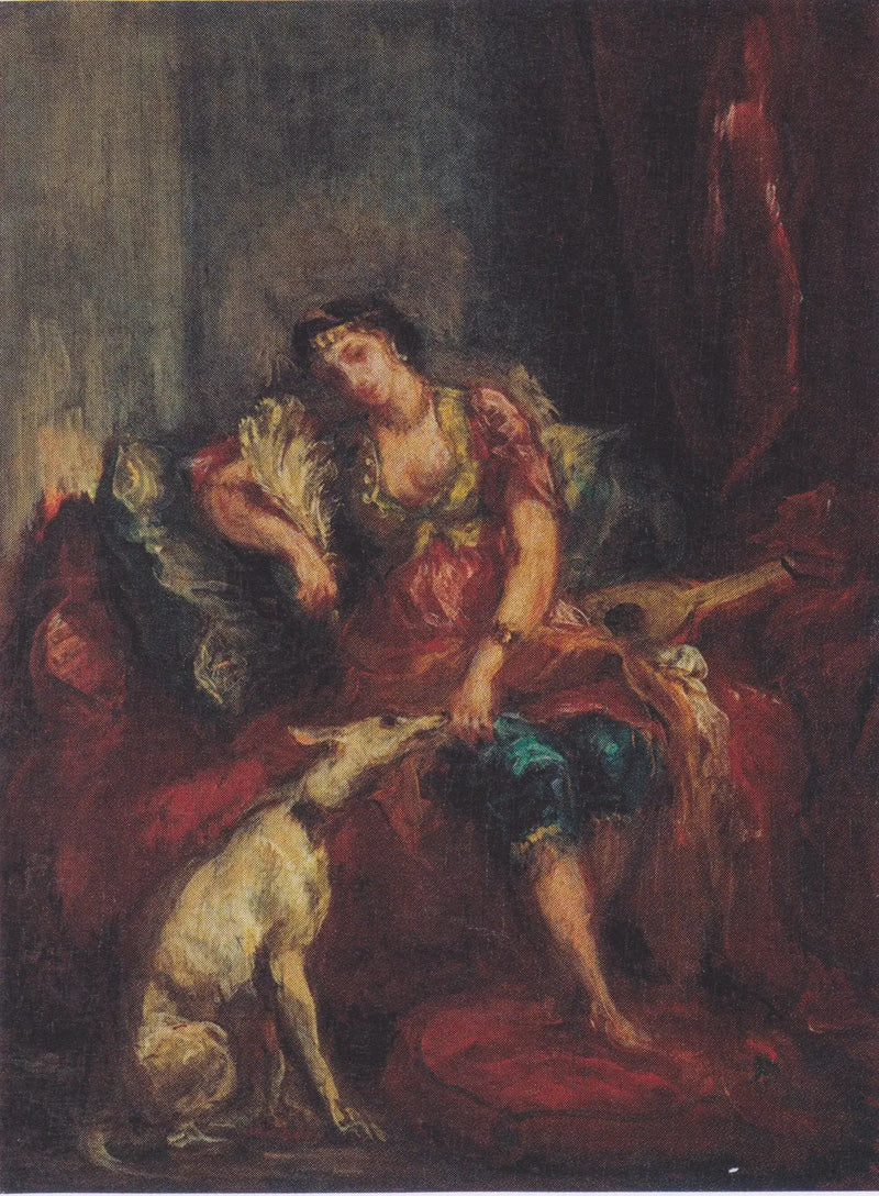 Algerisk kvinde med en greyhound - Eugène Delacroix