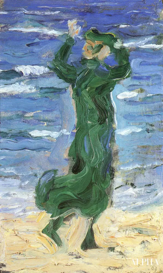 Femme dans le vent à la mer - Franz Marc - Reproductions de tableaux et peintures haut de gamme