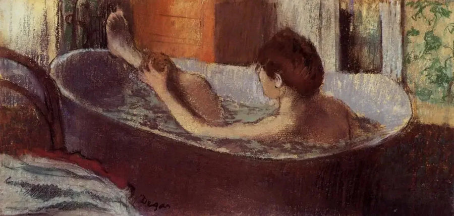 Kvinde i sit bad, der tørrer sit ben - Edgar Degas