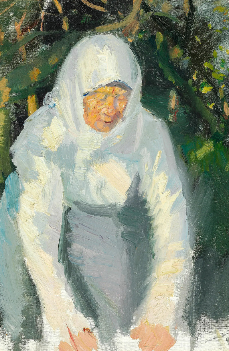 Kvinde fra Skagen med hvidt tørklæde. - Anna Ancher