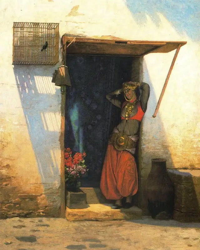 Kvind fra Kairo ved sin dør - Jean-Léon Gérôme