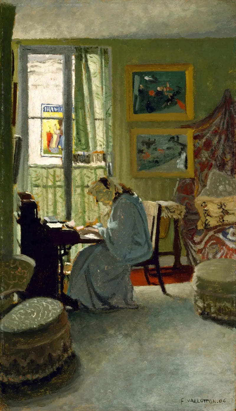 Kvinde skriver i et interiør - Félix Vallotton