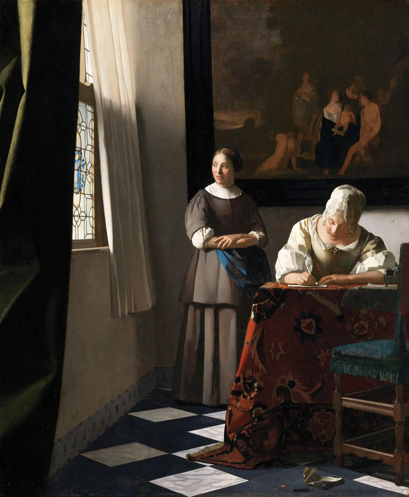 Kvinde, der skriver et brev, og hendes tjenestepige - Johannes Vermeer