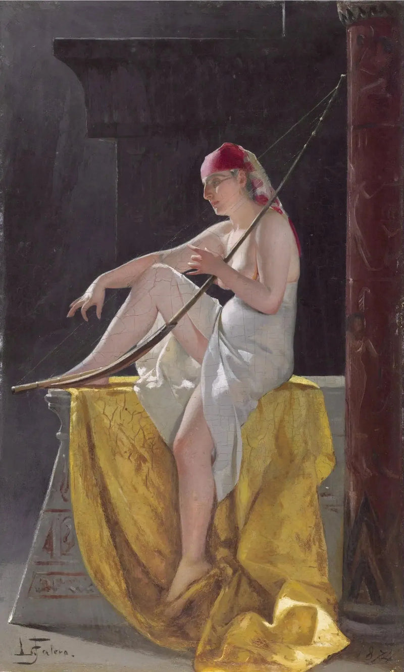 Egyptisk kvinde med en harpe - Luis Ricardo Falero