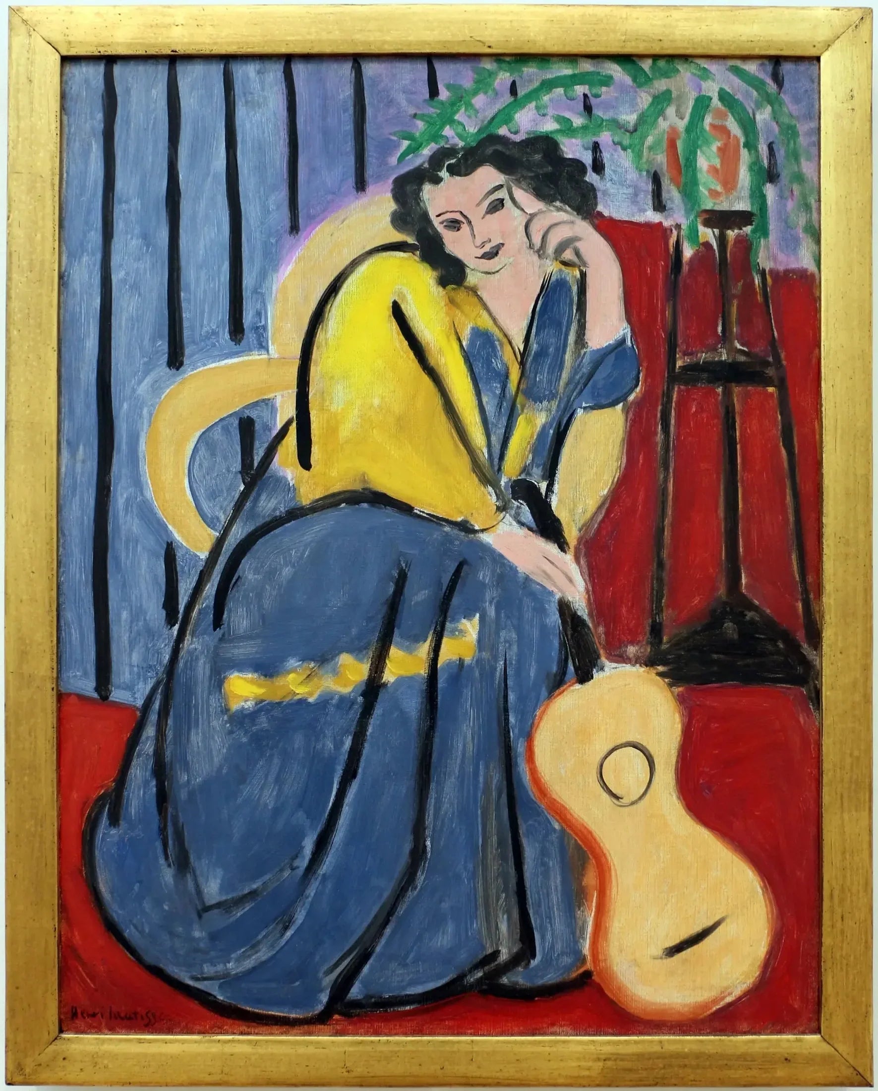 Femme en jaune et bleu à la guitare - Henri Matisse image 1 copie de tableau peinte à la main