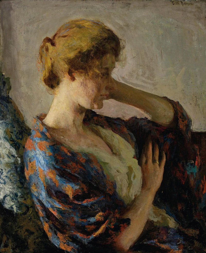 Kvinde i blå kimono - Frank Weston Benson