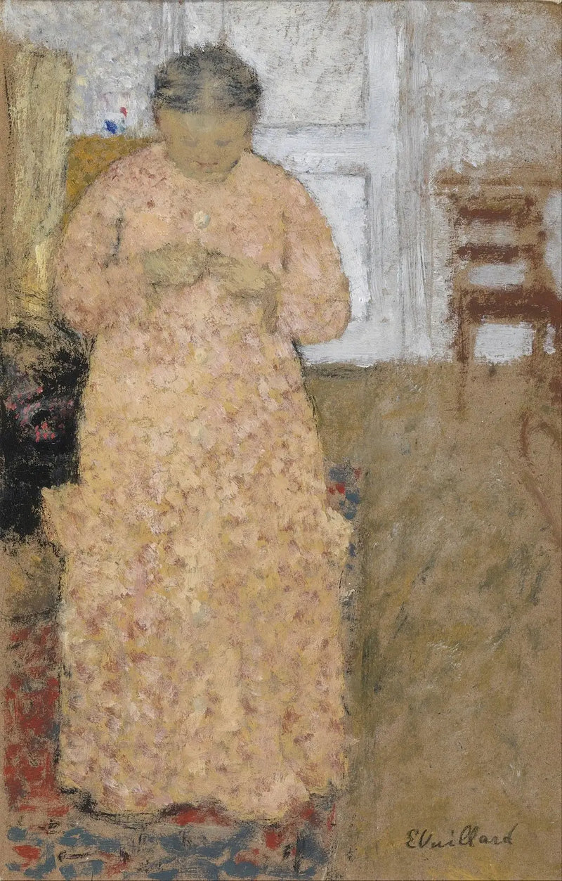 Kvinde i rosa strikkende - Édouard Vuillard