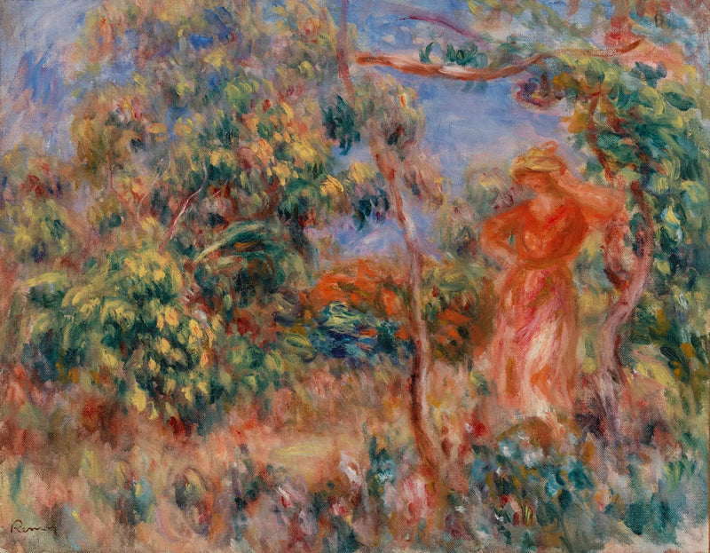 Kvinde i rødt i et landskab - Pierre-Auguste Renoir