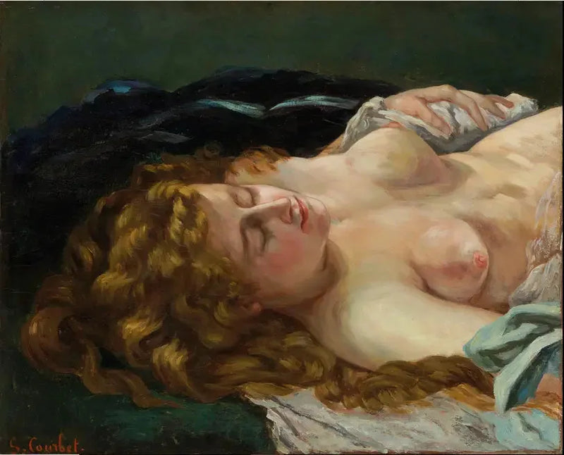 Kvinde sovende med rødt hår - Gustave Courbet