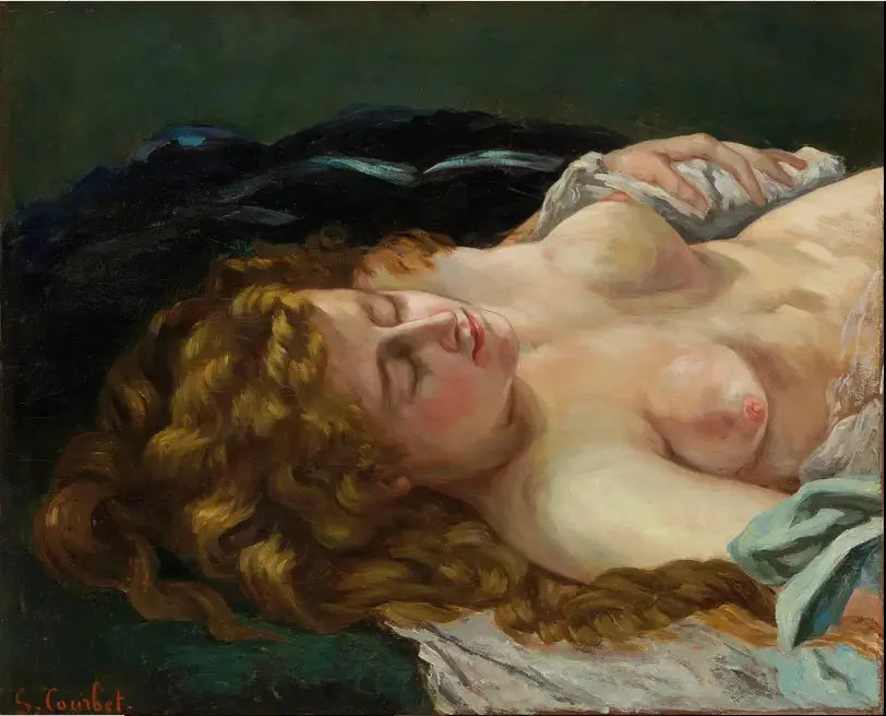 Kvinde sovende med rødt hår - Gustave Courbet