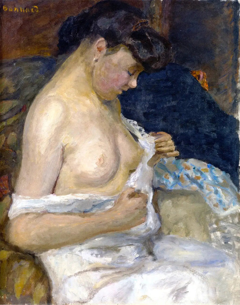 Kvinde der tager sin skjorte af - Pierre Bonnard