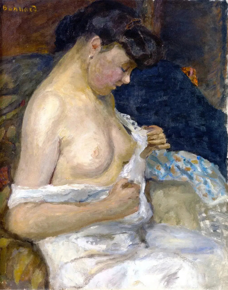 Kvinde der tager sin skjorte af - Pierre Bonnard