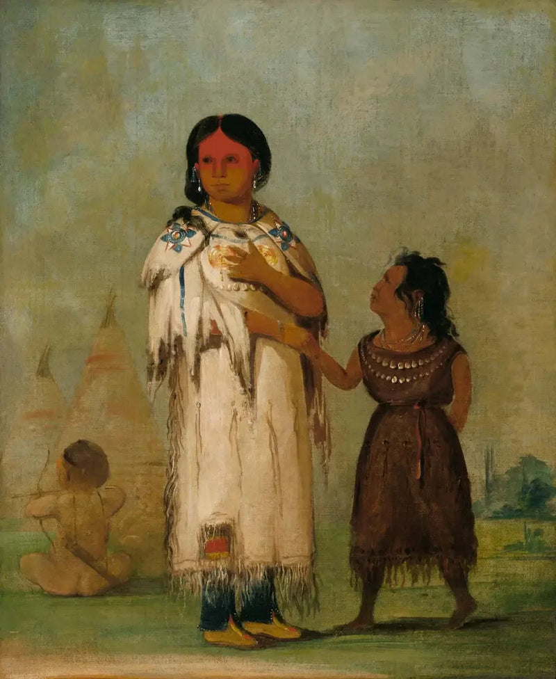 Kvinde og barn assiniboine - George Catlin