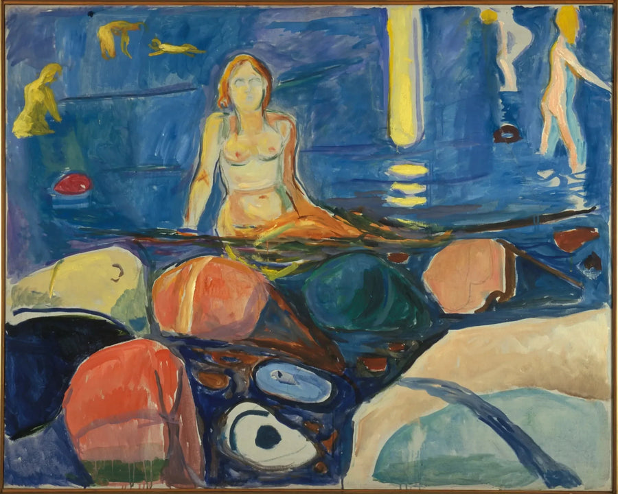 Kvinde og børn, der bader - Edvard Munch