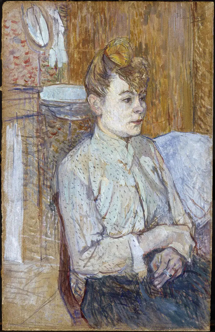 Kvinde der ryger en cigaret - Henri de Toulouse-Lautrec