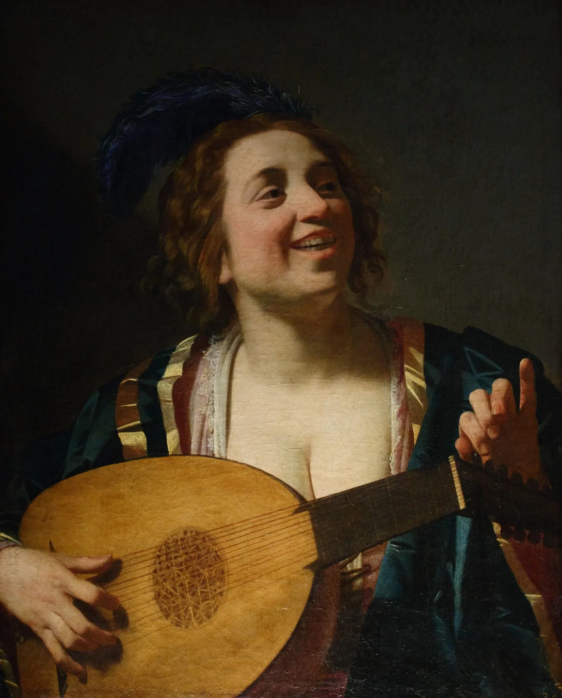 Kvinde der spiller lut - Gerrit van Honthorst