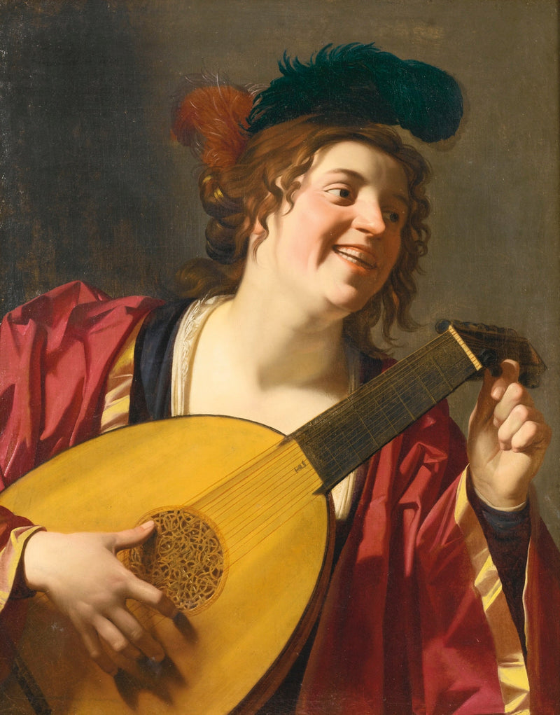 Kvinde, der spiller lut - Gerrit van Honthorst