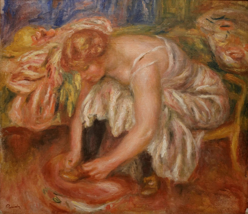 Kvinde der snører sine sko - Pierre-Auguste Renoir