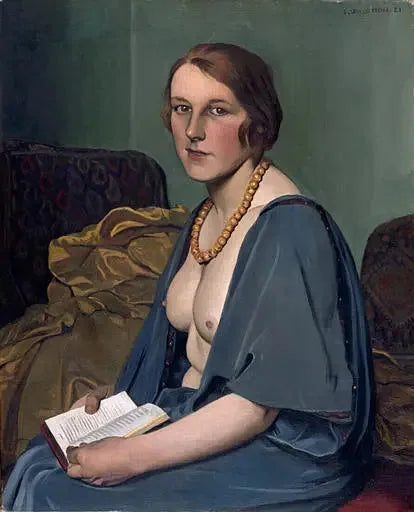 Kvinde læsende topløs - Félix Vallotton