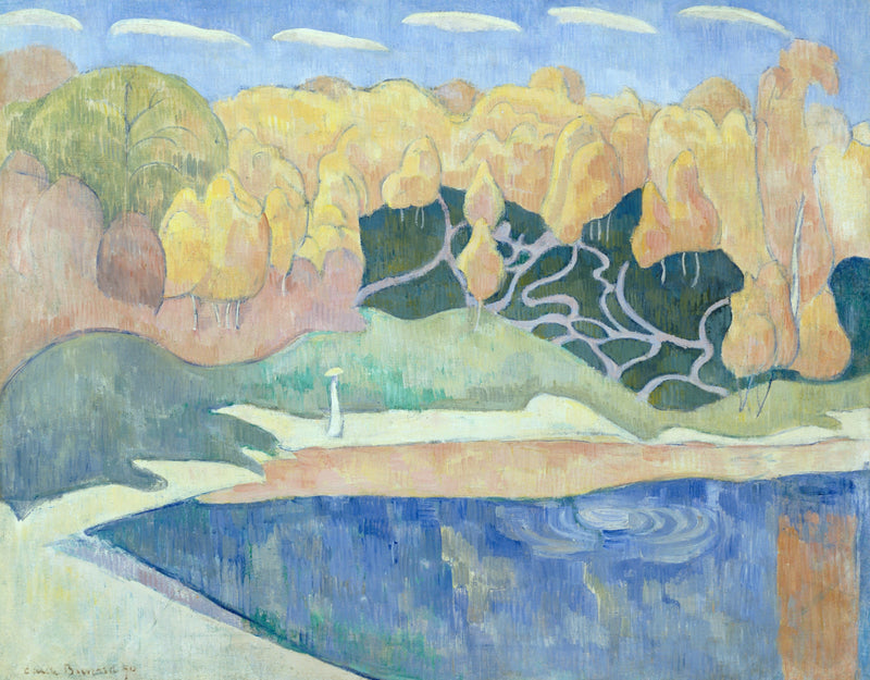 Kvinde, der går ved bredden af Aven - Émile Bernard