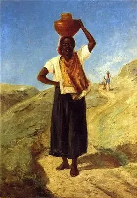 Sort kvinde bærende en krukke på hovedet - Camille Pissarro