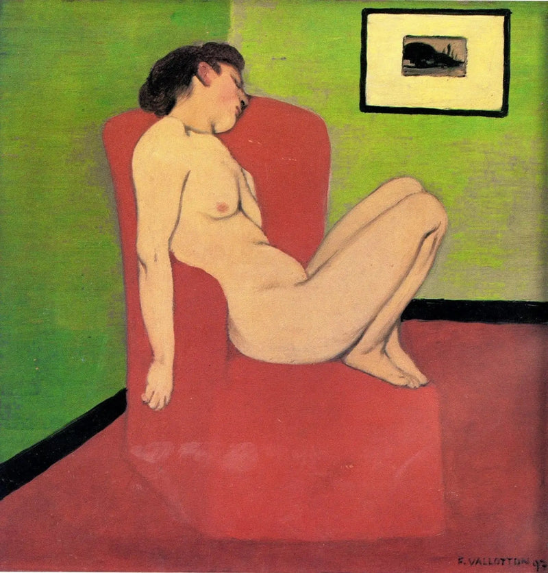 Kvinde sidder nøgen i en lænestol - Félix Vallotton