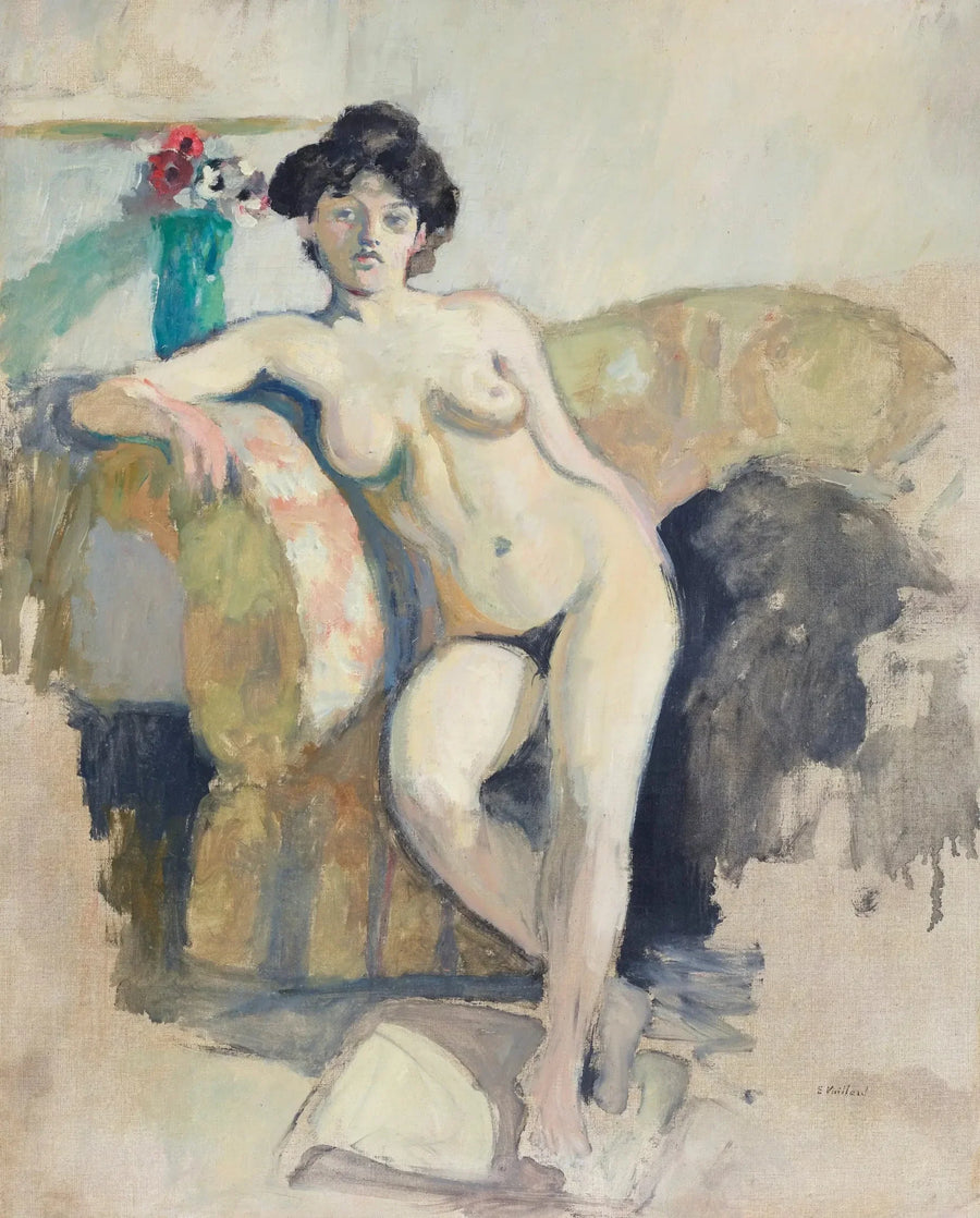 Kvinde sidder nøgen på en sofa - Édouard Vuillard