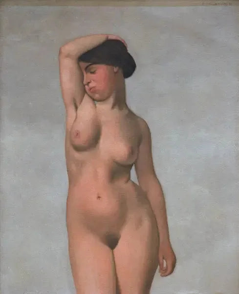 Kvinde uden tøj med en løftet bh - Félix Vallotton