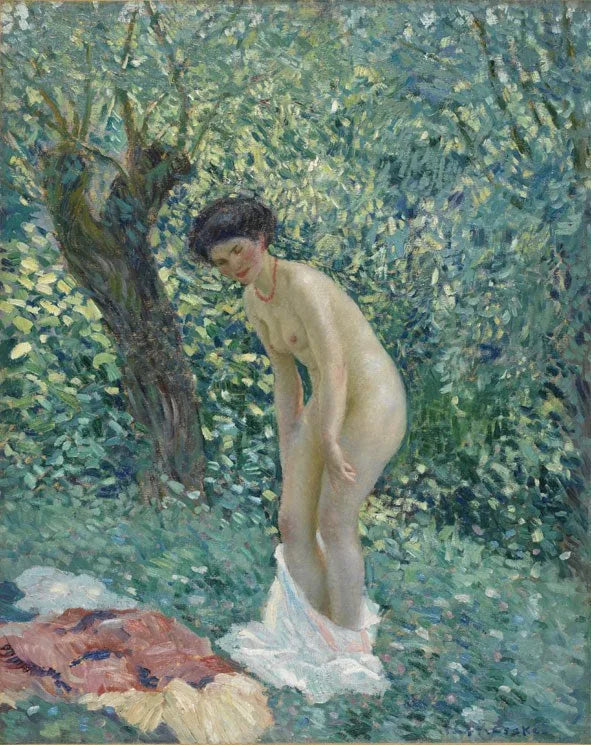 Nøgen kvinde i en skovbund - Frederick Carl Frieseke