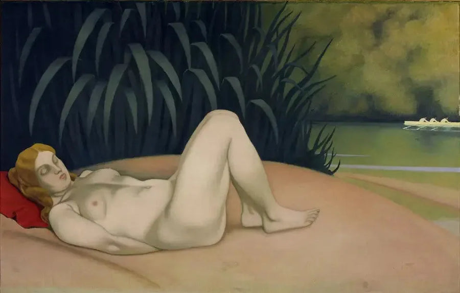 Kvinde sovende uden klæder ved vandkanten - Félix Vallotton