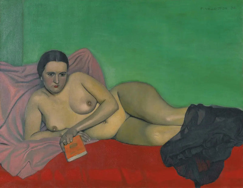 Kvinde uden tøj, der holder en bog - Félix Vallotton