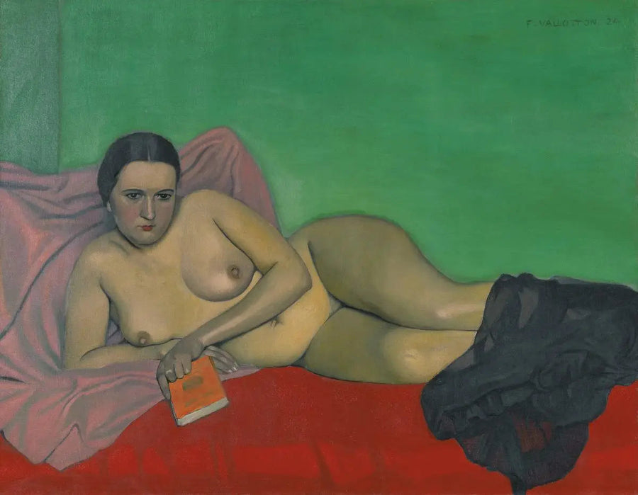 Kvinde uden tøj, der holder en bog - Félix Vallotton
