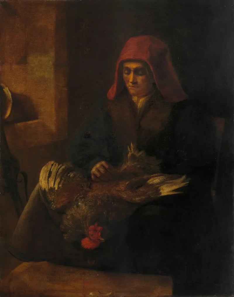 Kvinde der plukker en fjerkræ - Rembrandt