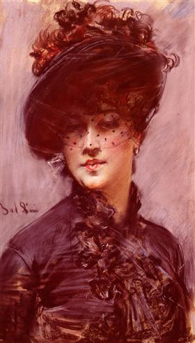 Kvinde med sort hat og slør - Giovanni Boldini