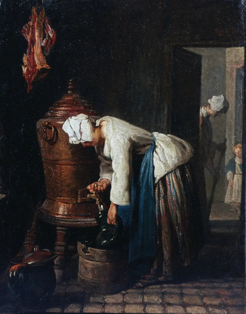 Kvinde, der henter vand fra vandtanken - Jean Siméon Chardin